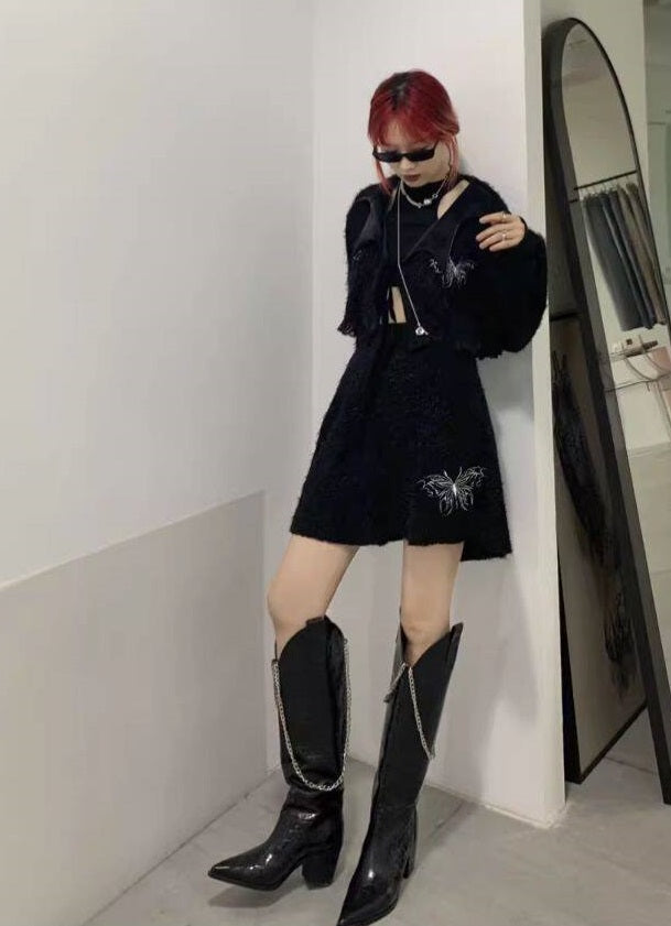 B-FEI mid-heeled high cowboy boots-YING.
