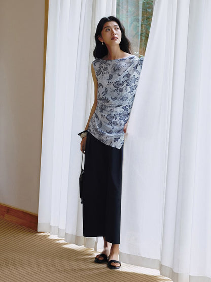 SUSHE eight-point straight banana relaxed wide-leg pants-KATY