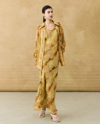 HECO Chinese National Style Burning Flower Slightly Transparent shirt- STROK.