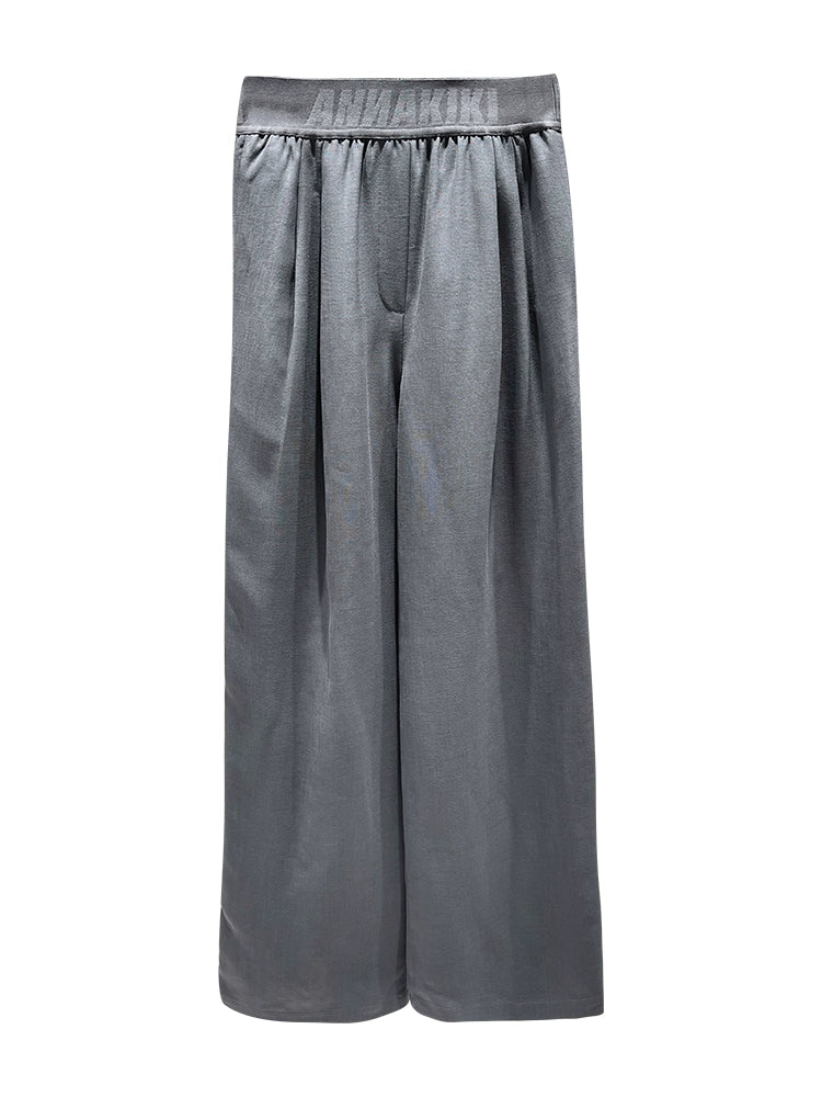 ANNAKIKI Gray Logo Web Elasticated Waist Straight Pants-FUYUKO