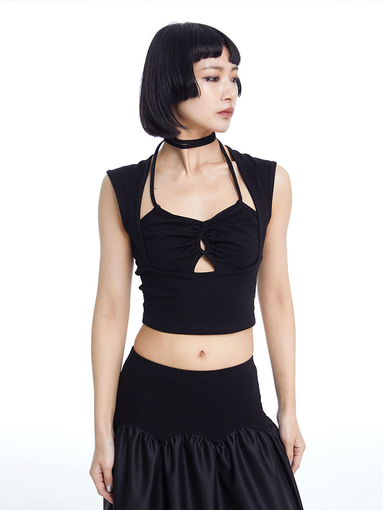 TINY IN cut-out drawstring short women's top-FANTA