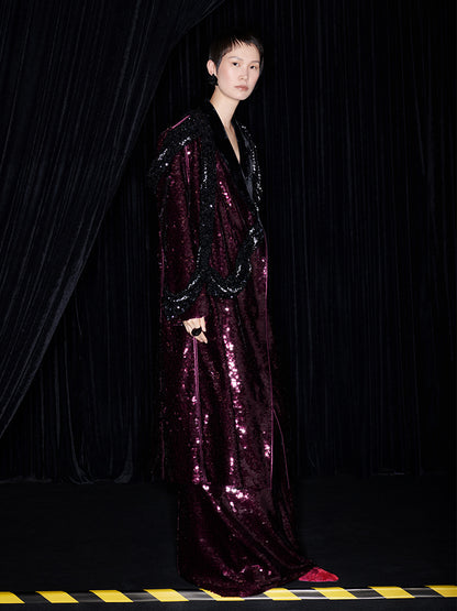 M essential Mackay designer beaded belt wide-shoulder sequins coat skirt set- Rae.