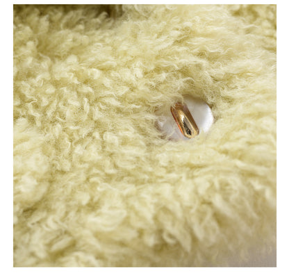 YES BY YESIR 2023 autumn winter  pastel yellow sheep short fur coat- Naia