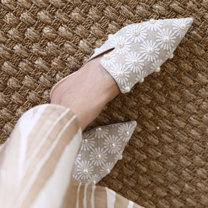 B-FEI pearl pointed toe flat heel-CAET.