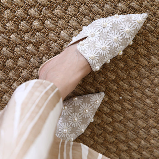 B-FEI pearl pointed toe flat heel-CAET.