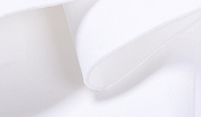 DOLLY Elegant White/Black Stand Collar Short Sleeve Slim Fit Short Fringe Dress-FRIYA