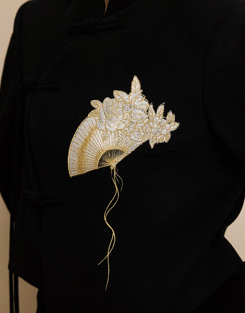 HECO Camellia Embroidered Tweed Short Jacket - crow.