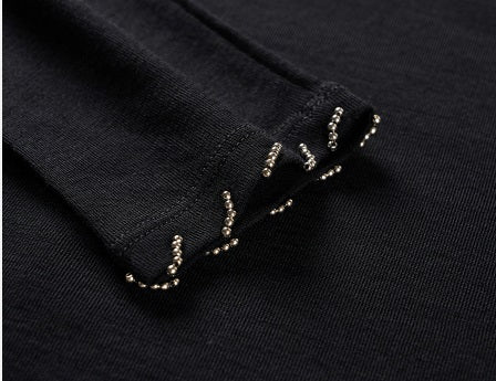 COMME MOI Lu Yan designer's new studded bead long-sleeved wool knitted sweater- REX.