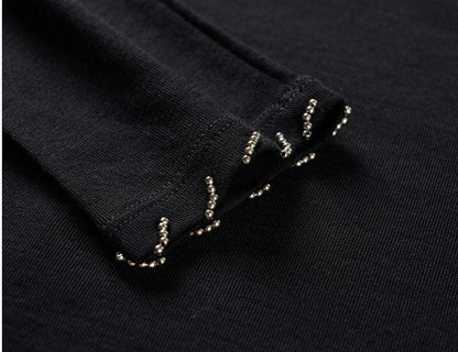 COMME MOI Lu Yan designer's new studded bead long-sleeved wool knitted sweater- REX.