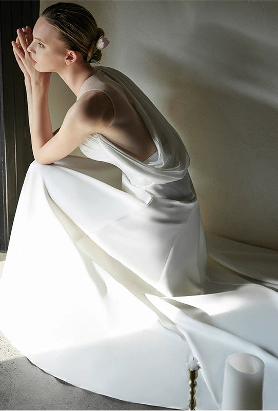 GOUDIN women's white engagement evening dress-OJI.