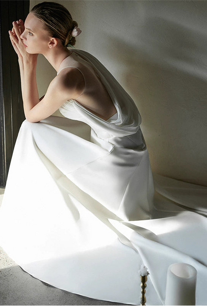 GOUDIN women's white engagement evening dress-OJI.
