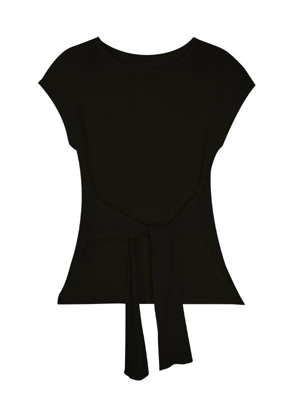 HECO Chinese Slimming Waist Linen Knit Breathable Crew Neck T-Shirt - INDIGO.