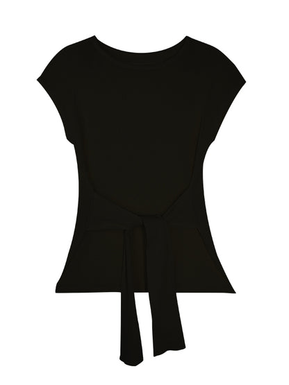 HECO Chinese Slimming Waist Linen Knit Breathable Crew Neck T-Shirt - INDIGO.