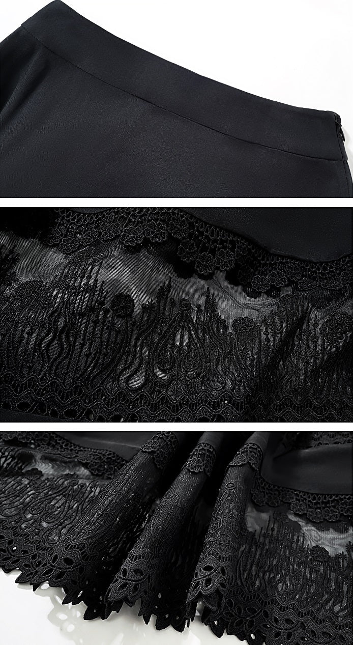 HECO Acetate Hollow Lace A-line Long Skirt women - FLOW.