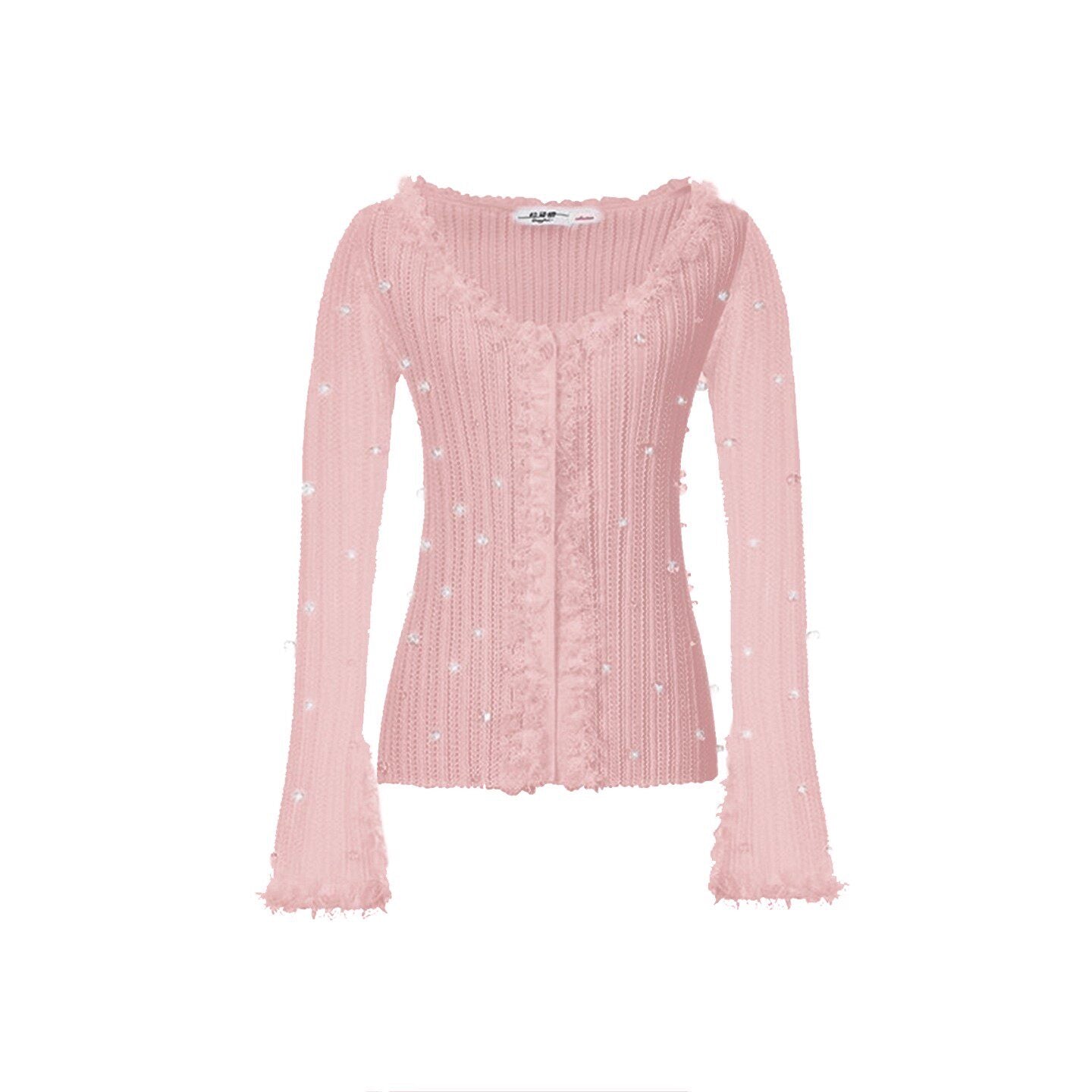 FAME Comfortable Fairy Lace Spliced Knitted Cardigan Top - MASON