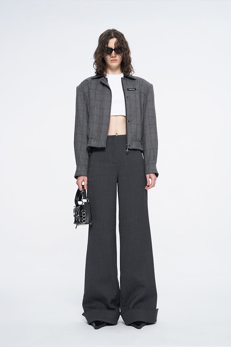 ANNAKIKI waistless fold deconstruct wide-leg pants for women-HITOME