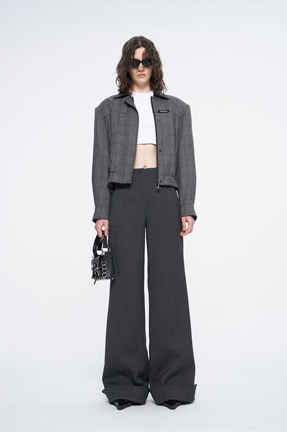ANNAKIKI waistless fold deconstruct wide-leg pants for women-HITOME