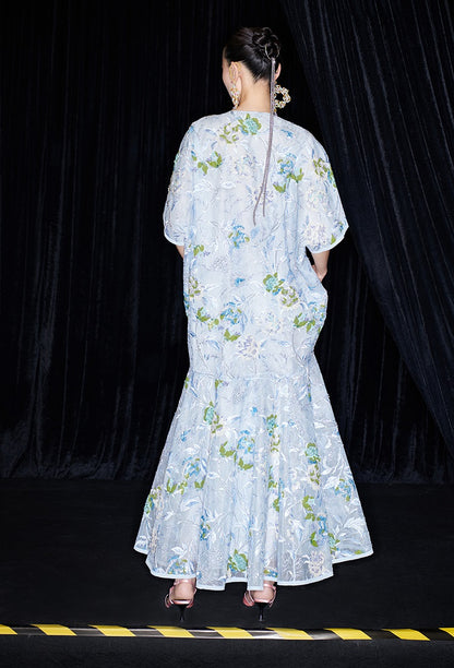 M essential Mackay designer Jiyi embroidery silk hand-dyed embroidery mermaid dress- YINKA.