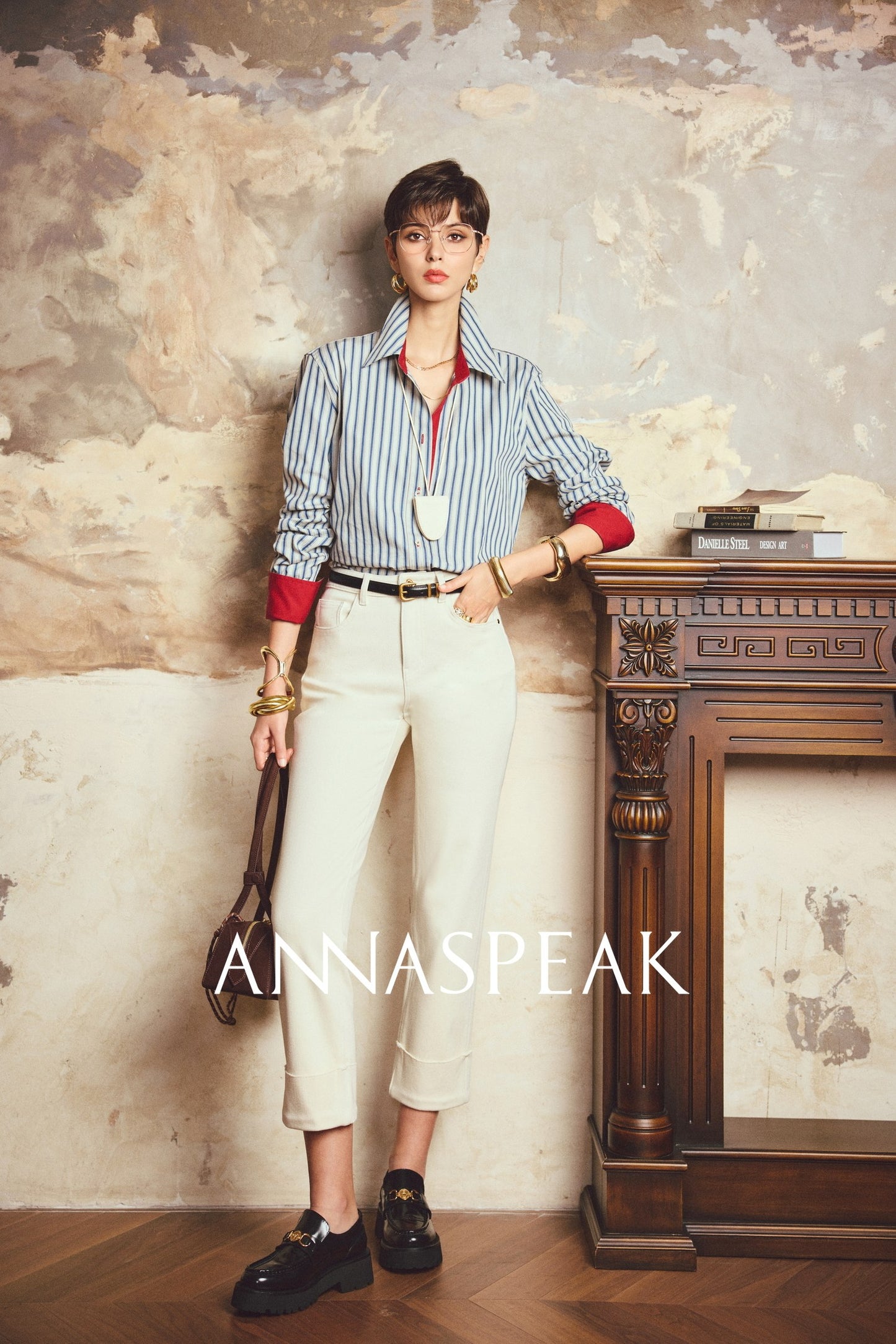 ANNASPEAK leg-shaped slightly elastic cropped straight micro-tapered pants jeans-JAG.