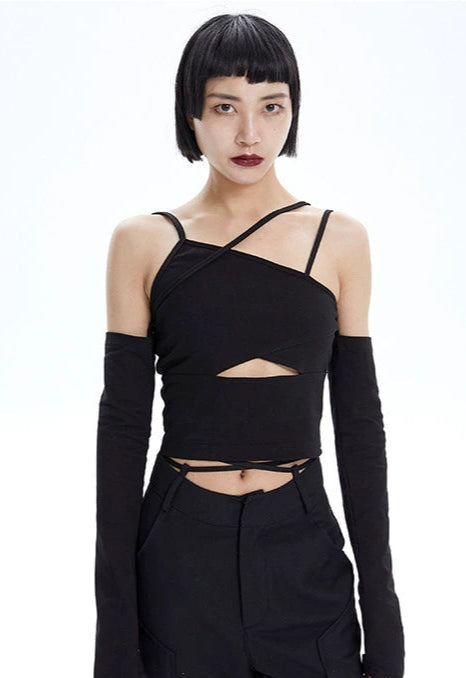TINY IN Detachable Sleeve Women's Short Cut-out Top -YOYO