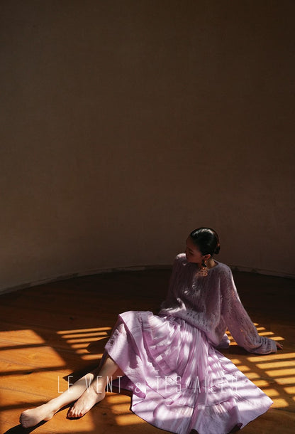 LE VENT&TES AILES French romantic luxury full midi summer skirt -RINA