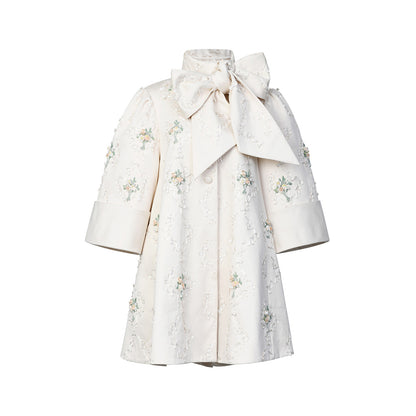 FAME Embroidered Long Coat, Loose A-Line Silhouette Top - HAKEEM