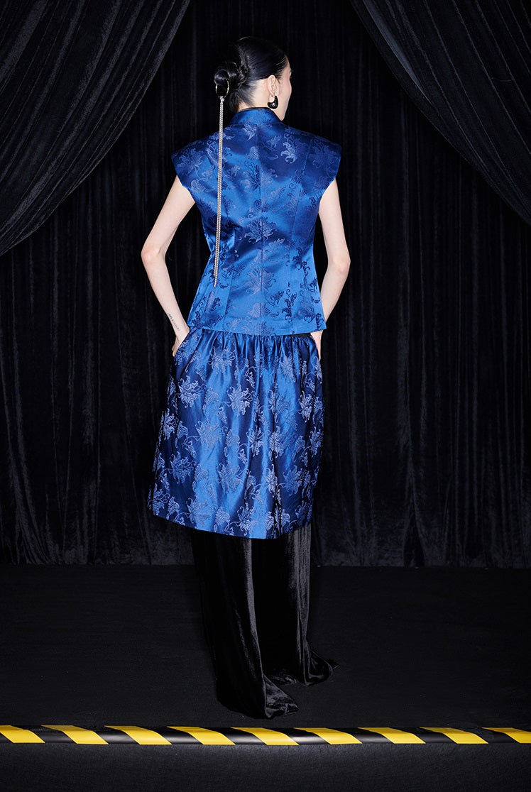 M essential Ma Kai designer Haiqing jacquard fish algae pattern nail beads vest - PEAC.