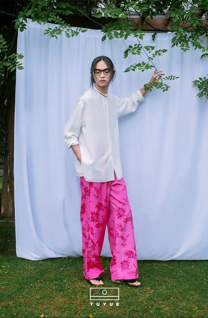 TUYUE texture silhouette hand-buttoned long-sleeved shirt-LOLA.