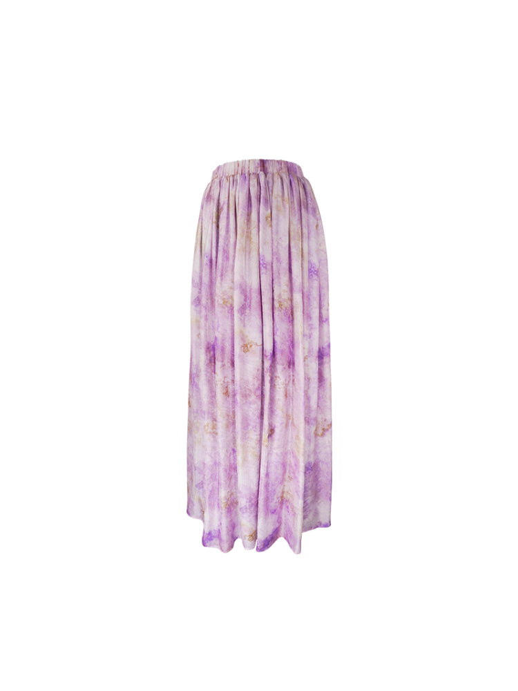 HECO Chinese elastic waist tie-dye printed skirt - BLESS.