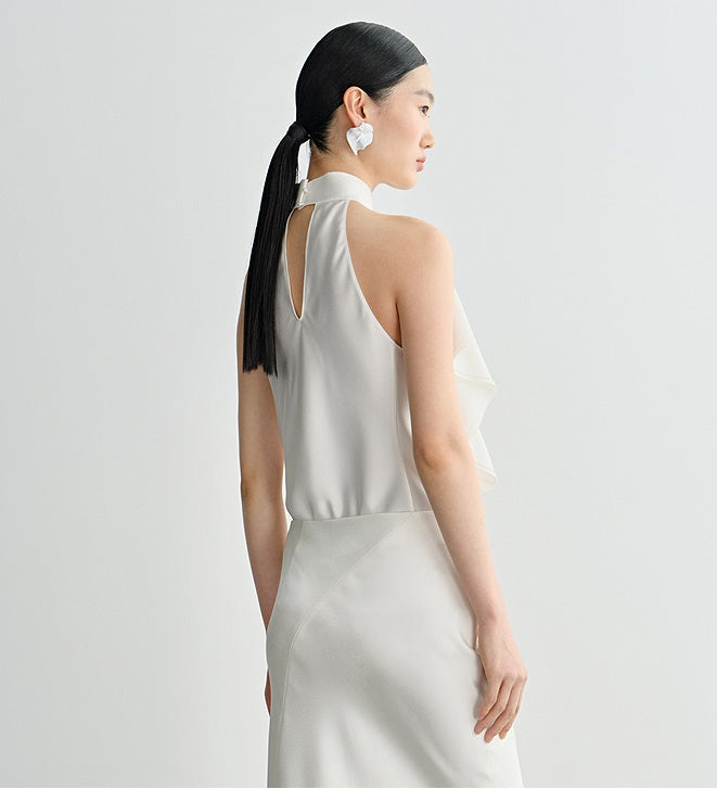 COMME MOI Lv Yan Designer Summer Women's Small Stand Collar Floater Top - ALTER.