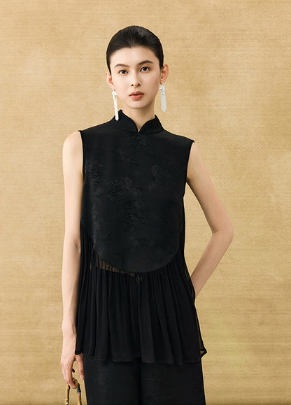 HECO New Chinese Acetate Jacquard Mesh Stitching T-Shirt - ANGEL.