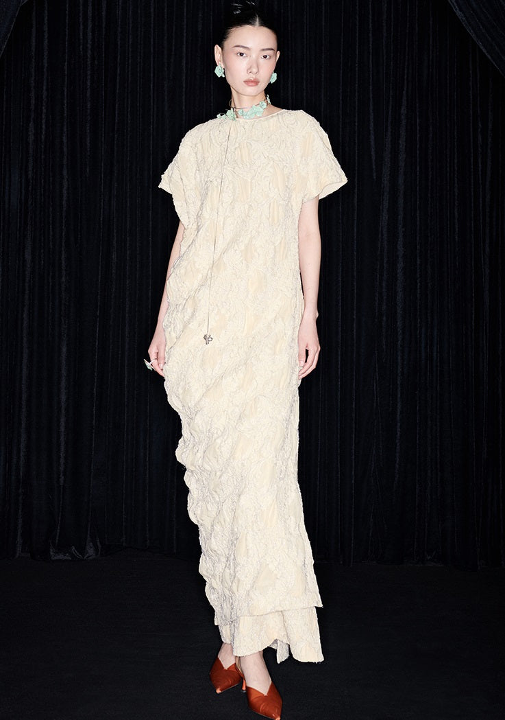 M essential Mackay designer Prima Jacquard irregularly cut short-sleeved dress - rebel.