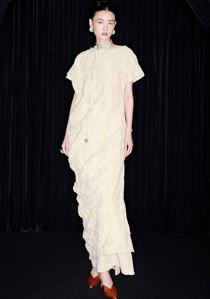 M essential Mackay designer Prima Jacquard irregularly cut short-sleeved dress - rebel.