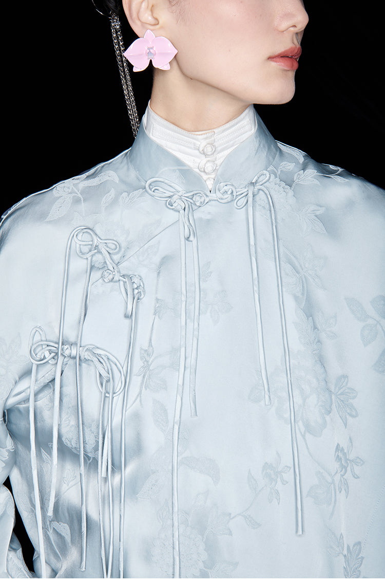 M essential Mackay designer pastel bue disc button placket shirt pant top set - sept.