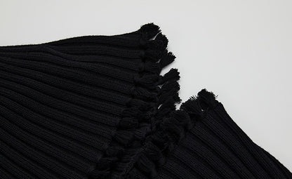 ZHUCHONGYUN black knot tassel sheep wool knit cardigan jacket-DOMEL.