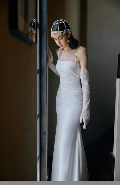 GOUDIN bridal dressing gown suspender long light luxury evening dress-LIX.
