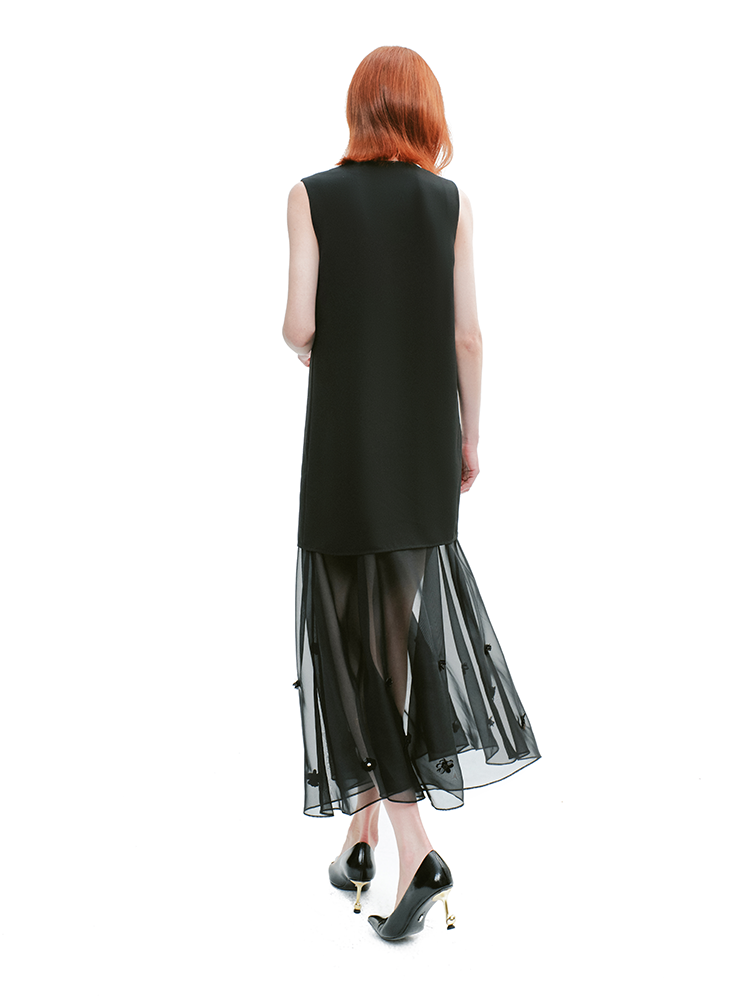 YES BY YESIR | Ye Qians Oriental Venus Dress with Diamond Chain Neckline-CELESTINA.