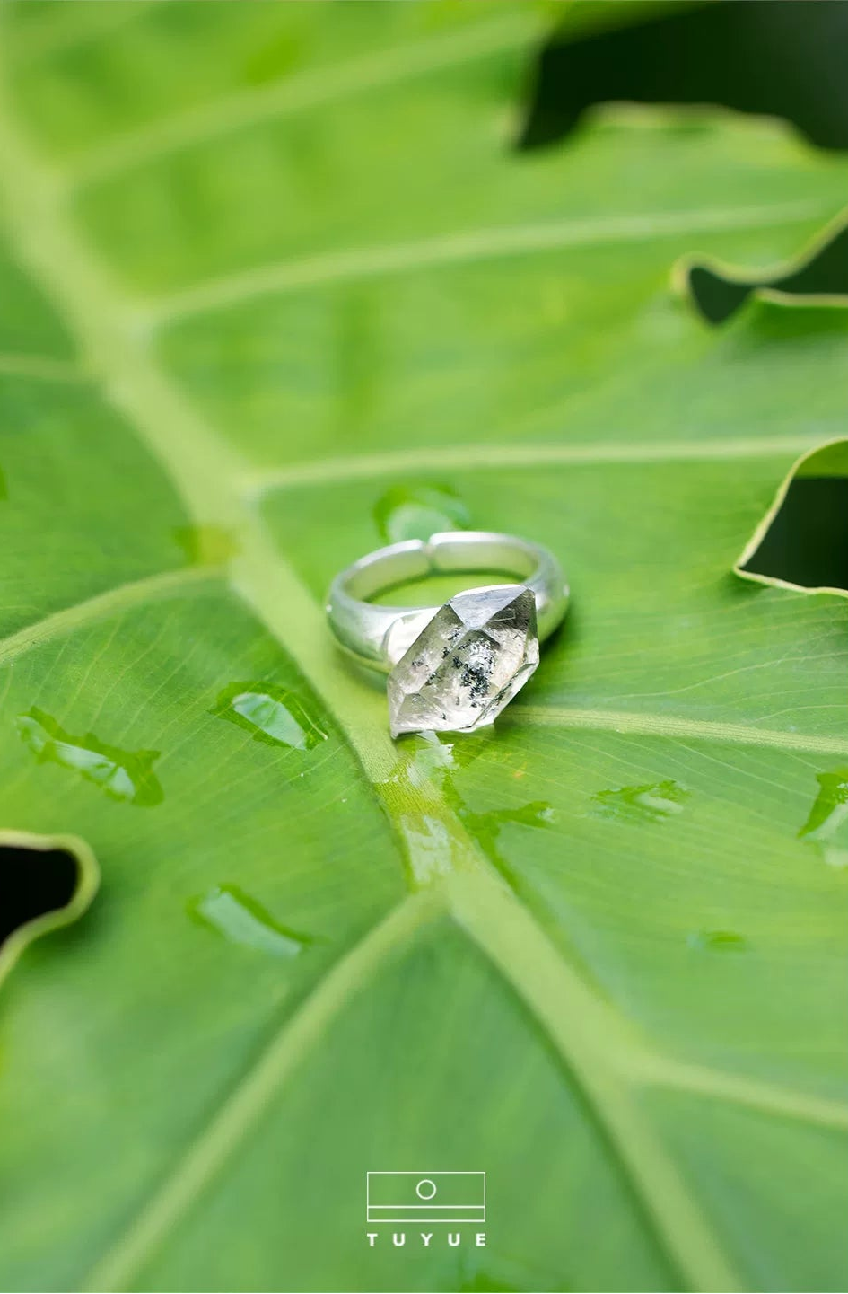 TUYUE silver gold plating shining crystal rotating ring - DAMON