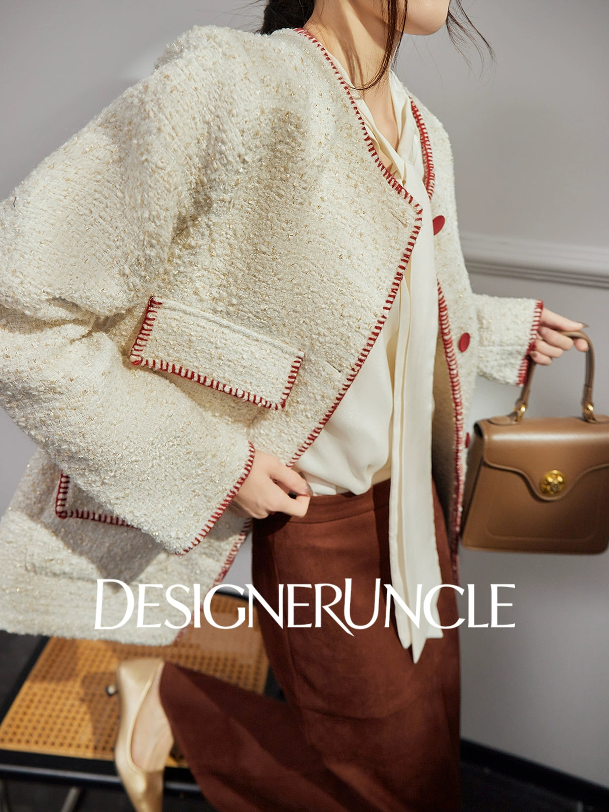 DGU|Off-white woolen jacket fragrance design jacket retro cropped top - SUDDEN.