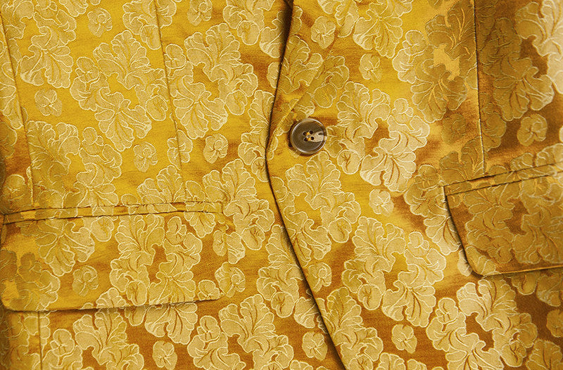 TUYUE Gold Carved Silk × Linen Waist Suit- JENNIFER.