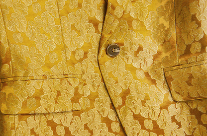 TUYUE Gold Carved Silk × Linen Waist Suit- JENNIFER.