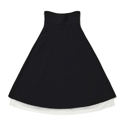 ATELIER MISS LU  Fall/Winter layered lace hem high-waisted umbrella skirt - DIONNE.