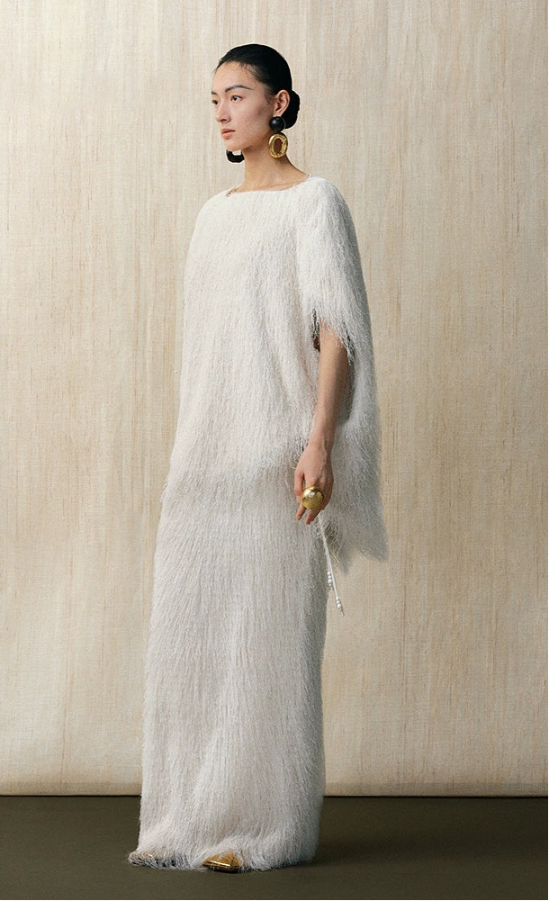 ZHUCHONGYUN  snow-white fringe loose straight long skirt-SOUH.