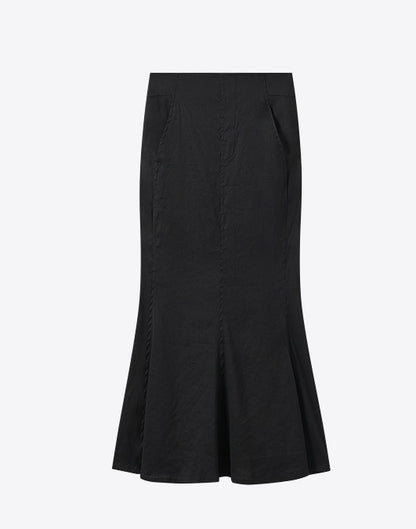COMME MOI  summer women's black slit hip fishtail skirt - HARLEM.
