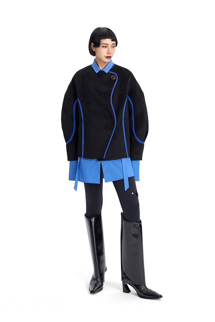 TINY IN Line Cropped Tweed Women's Black Jacket - KENCHO