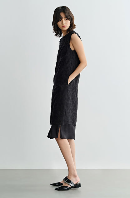 COMME MOI  summer silk embroidered slit midi dress - GLORY.