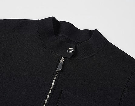COMME MOI Lu Yan Designer's new women's small stand-up collar black knitted jacket - MEND.