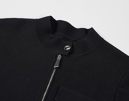 COMME MOI Lu Yan Designer's new women's small stand-up collar black knitted jacket - MEND.