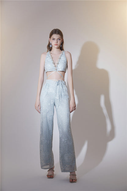 Wardrobes by Chen Elegant Diamond Silver-Gray Fur Collar Long Winter Jacket-Jam