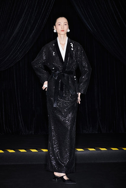 M essential Mackay designer Jingye embroidered fabric layered robe - STATE.